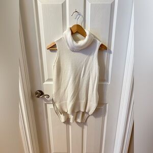 Sleeveless Cowl Neck Sweater Vest - White